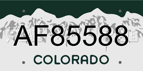 AF85588 Colorado License Plate