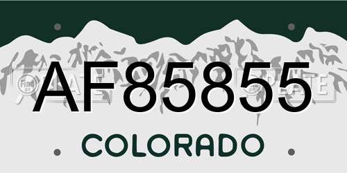 AF85855 Colorado License Plate