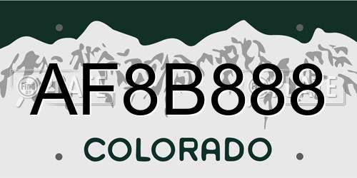 AF8B888 Colorado License Plate