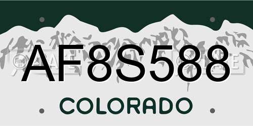 AF8S588 Colorado License Plate