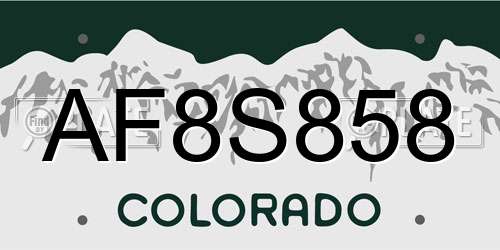 AF8S858 Colorado License Plate