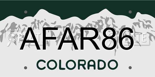 AFAR86 Colorado License Plate