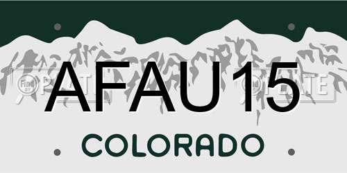 AFAU15 Colorado License Plate