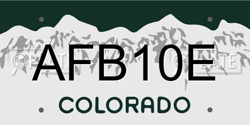 AFB10E Colorado License Plate