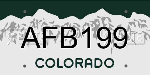 AFB199 Colorado License Plate