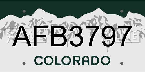 AFB3797 Colorado License Plate