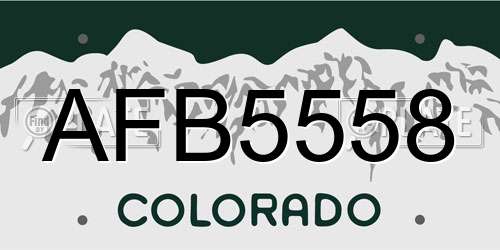 AFB5558 Colorado License Plate