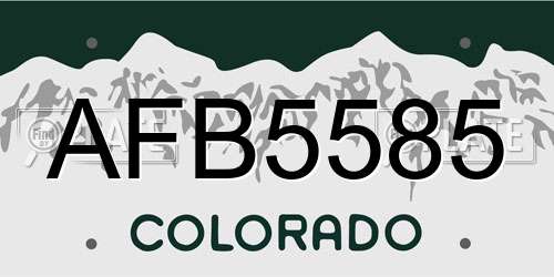 AFB5585 Colorado License Plate