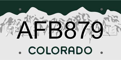 AFB879 Colorado License Plate
