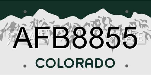 AFB8855 Colorado License Plate