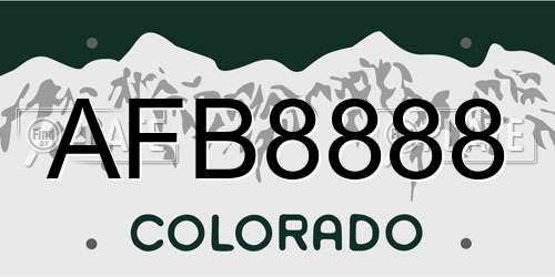 AFB8888 Colorado License Plate