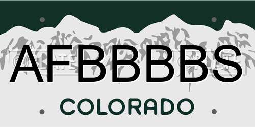 AFBBBBS Colorado License Plate