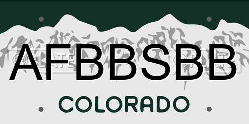 AFBBSBB Colorado License Plate
