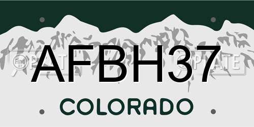 AFBH37 Colorado License Plate
