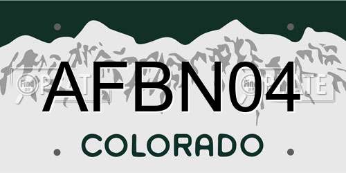 AFBN04 Colorado License Plate