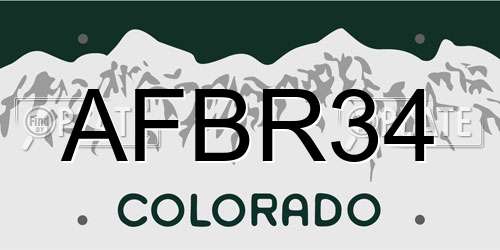 AFBR34 Colorado License Plate