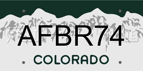 AFBR74 Colorado License Plate