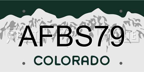 AFBS79 Colorado License Plate