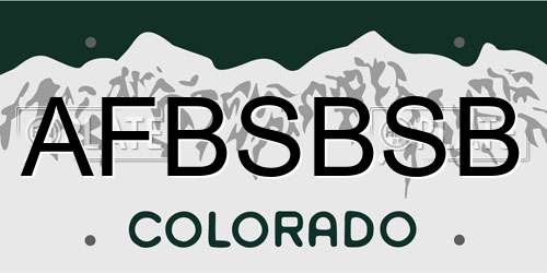 AFBSBSB Colorado License Plate