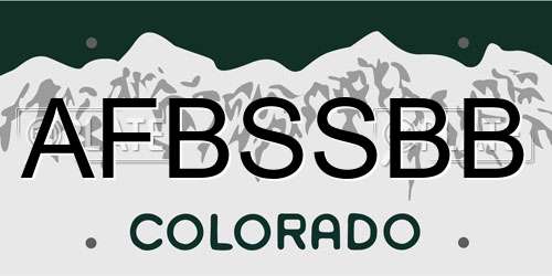 AFBSSBB Colorado License Plate