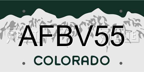 AFBV55 Colorado License Plate