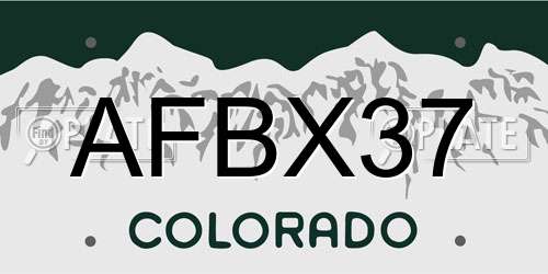 AFBX37 Colorado License Plate