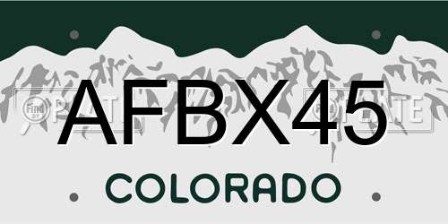 AFBX45 Colorado License Plate