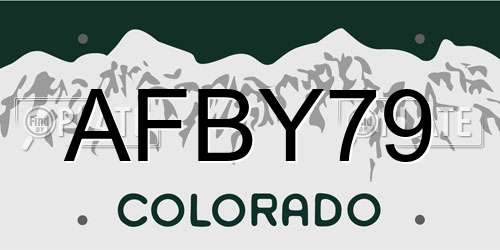 AFBY79 Colorado License Plate