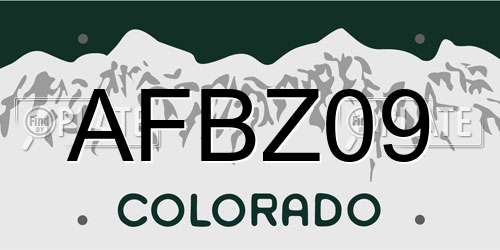AFBZ09 Colorado License Plate