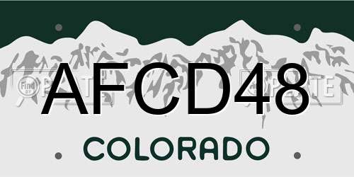 AFCD48 Colorado License Plate
