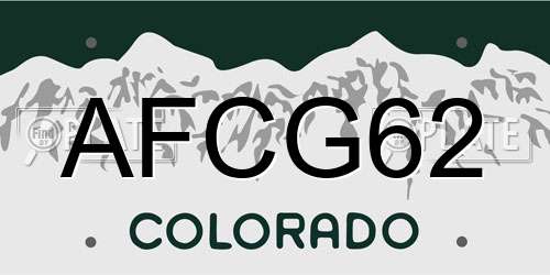 AFCG62 Colorado License Plate