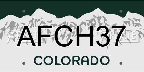 AFCH37 Colorado License Plate