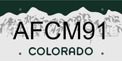 AFCM91 Colorado License Plate
