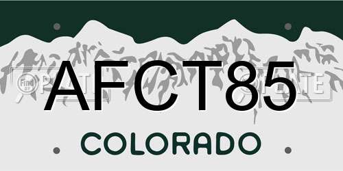 AFCT85 Colorado License Plate