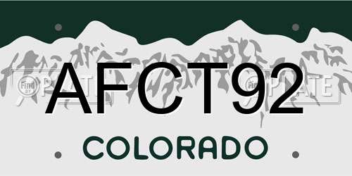 AFCT92 Colorado License Plate