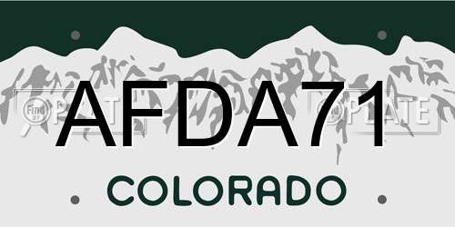 AFDA71 Colorado License Plate