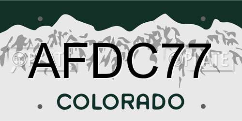 AFDC77 Colorado License Plate