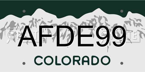 AFDE99 Colorado License Plate