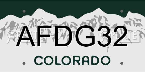 AFDG32 Colorado License Plate