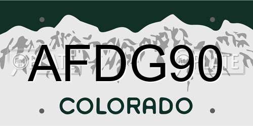 AFDG90 Colorado License Plate