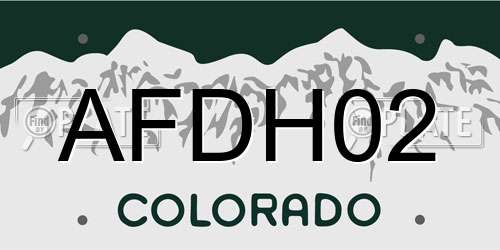 AFDH02 Colorado License Plate