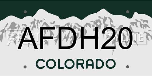 AFDH20 Colorado License Plate