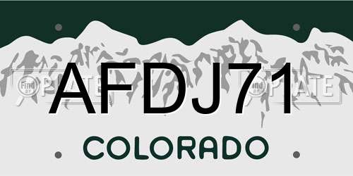 AFDJ71 Colorado License Plate