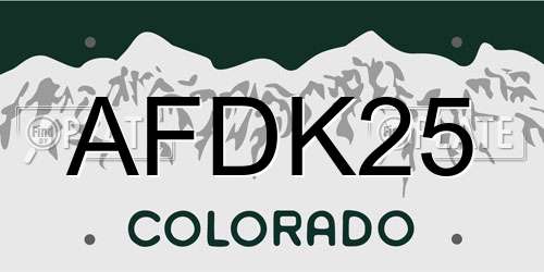AFDK25 Colorado License Plate