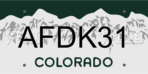 AFDK31 Colorado License Plate