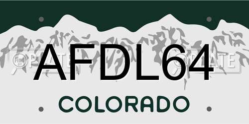 AFDL64 Colorado License Plate