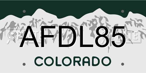 AFDL85 Colorado License Plate