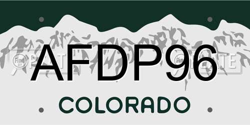 AFDP96 Colorado License Plate