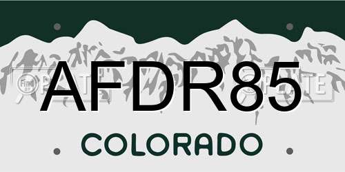AFDR85 Colorado License Plate