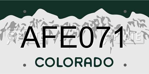AFE071 Colorado License Plate
